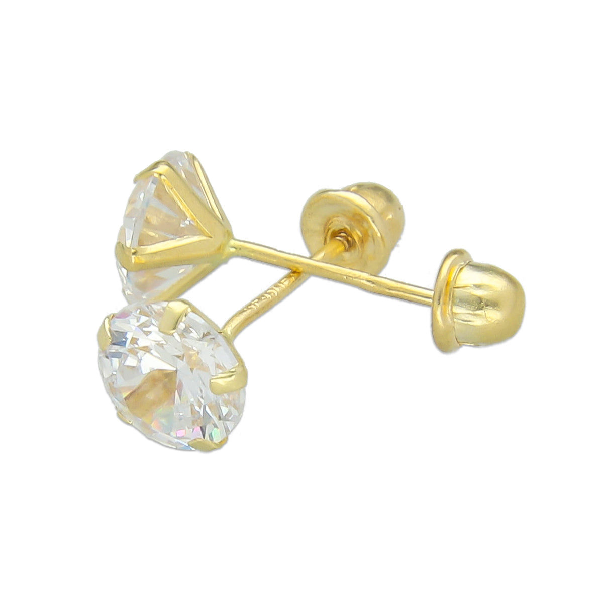 LPAUBR018 Aretes Broquel de Oro 10K Niñas o Mujer Zirc Kor 5mm 103b 1834426207