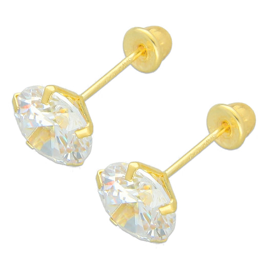 LPAUBR020 Aretes Broquel de Oro 10K Niñas o Mujer Zirc Kor 6mm 104b 1834388916