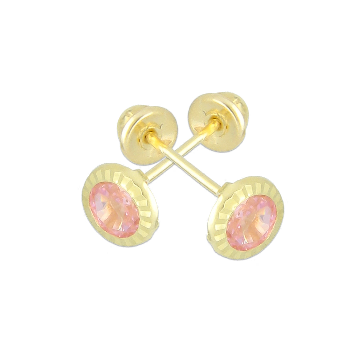 LPAUBR023 Aretes Broquel de Oro 10K Niñas o Mujer Bisel Diam 4 106br 1836787565