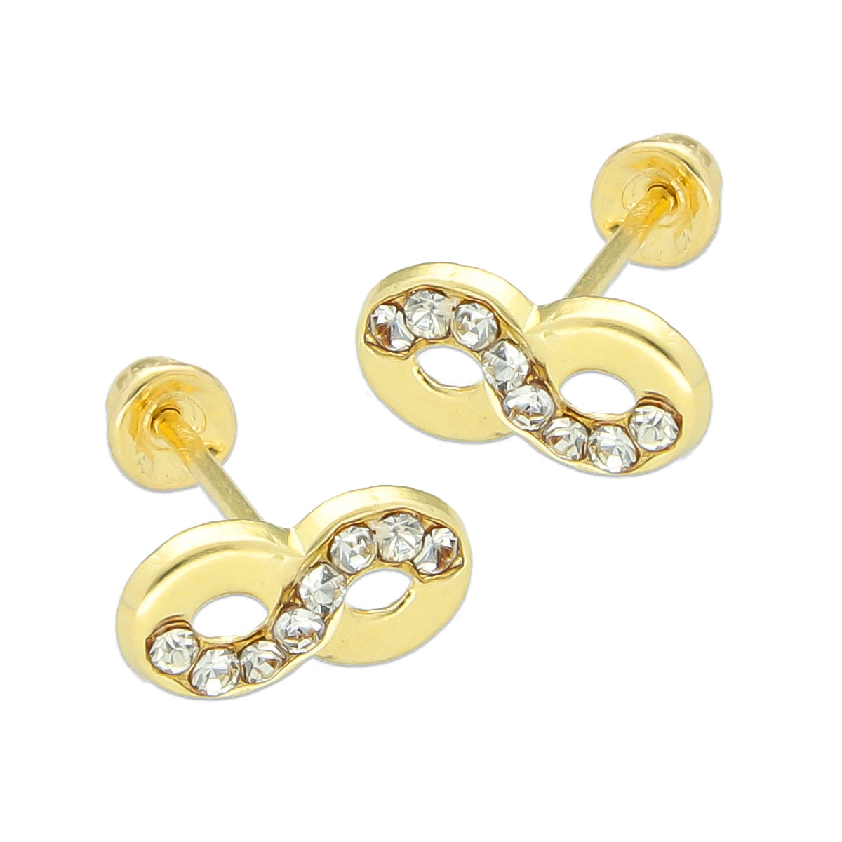 LPAUBR026 Aretes Broquel de Oro 10K Niñas o Mujer Infinito Ch 126B 1836936971