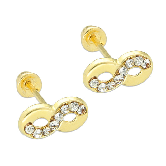 LPAUBR026 Aretes Broquel de Oro 10K Niñas o Mujer Infinito Ch 126B 1836936971