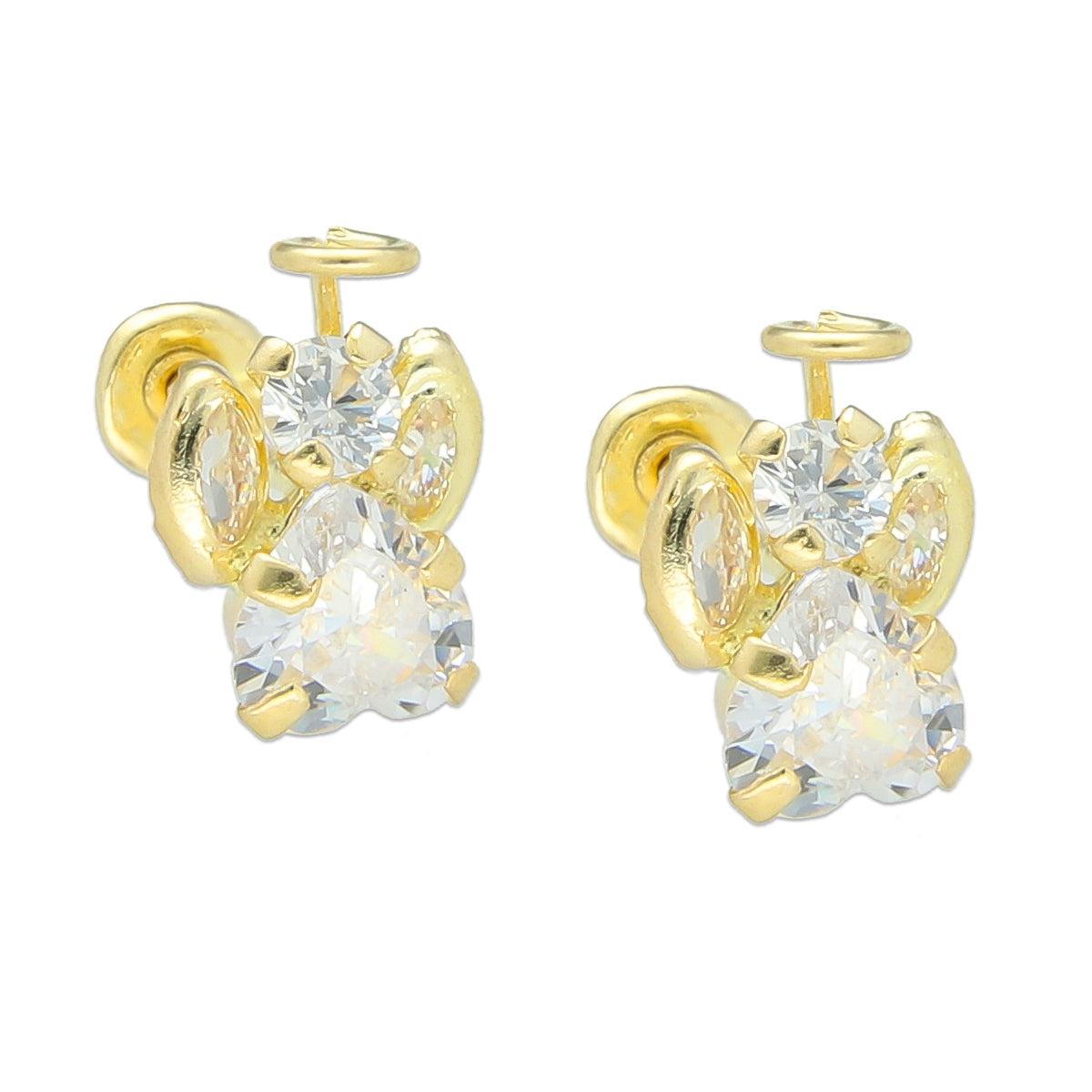 LPAUBR027 Aretes Broquel de Oro 10K Niñas o Mujer Angel Mini Alab 139 1837107889