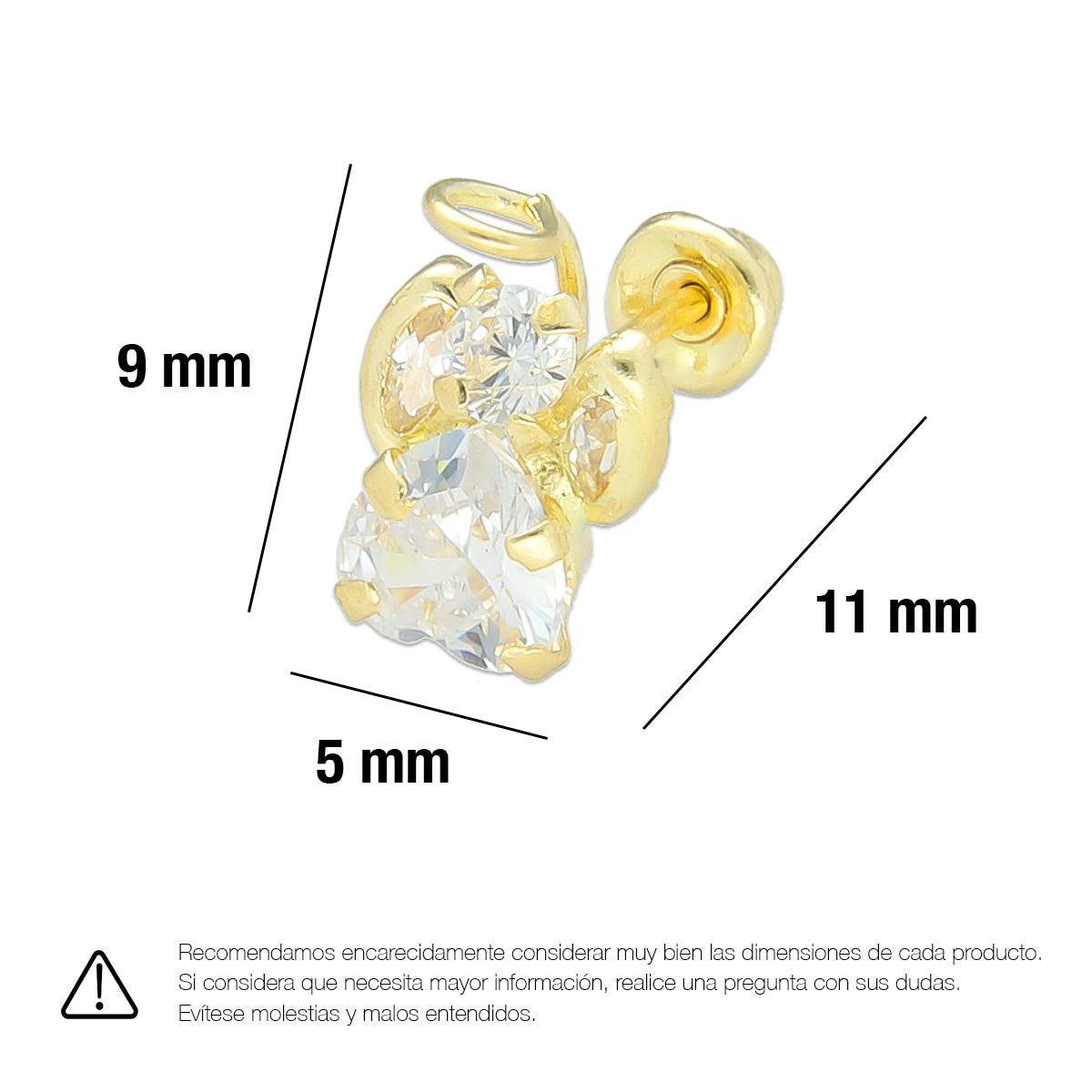 LPAUBR027 Aretes Broquel de Oro 10K Niñas o Mujer Angel Mini Alab 139 1837107889