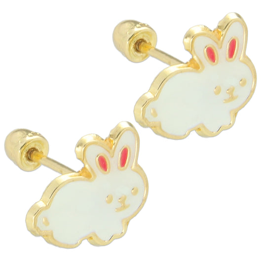 LPAUBR029 Aretes Broquel de Oro 10K Niñas o Mujer Conejo Comp 367 1839981623