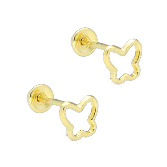 LPAUBR030 Aretes Broquel de Oro 10K Niñas o Mujer Mariposa Sil 428 1839874897