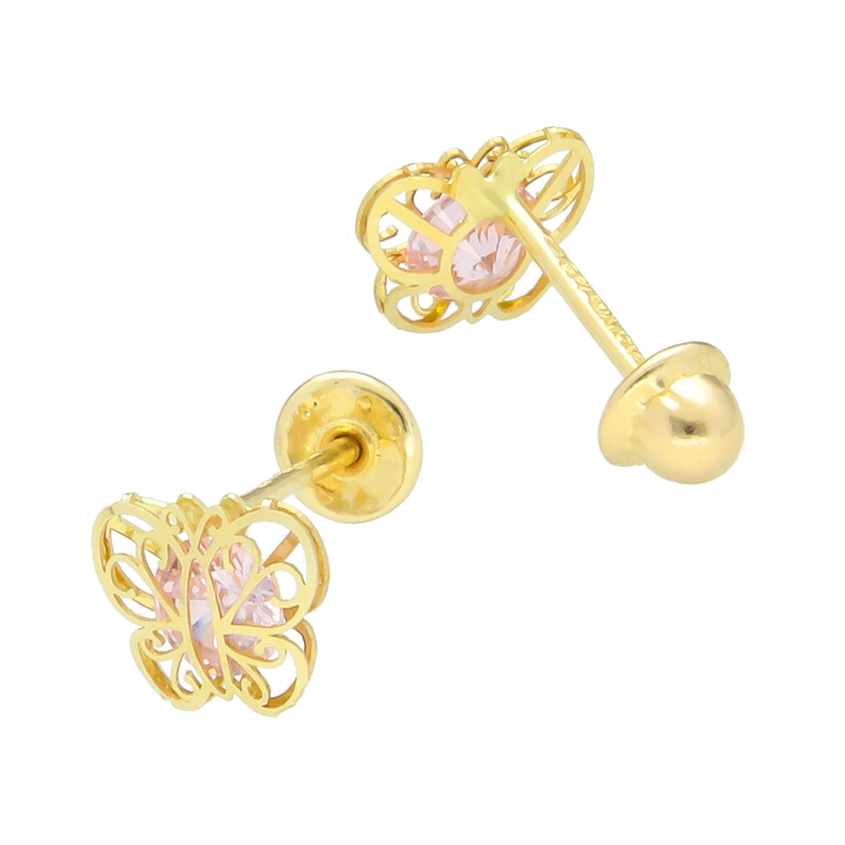 LPAUBR038 Aretes Broquel Oro 10K Niñas o Mujer Mariposa 3D Mini 512A 1853009081