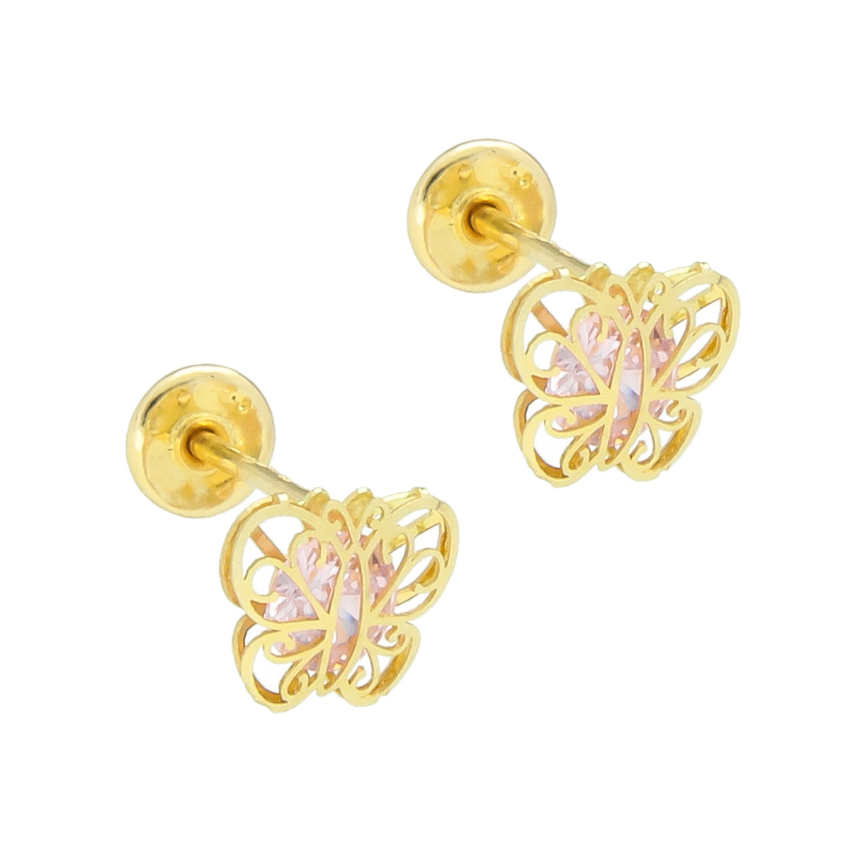 LPAUBR038 Aretes Broquel Oro 10K Niñas o Mujer Mariposa 3D Mini 512A 1853009081