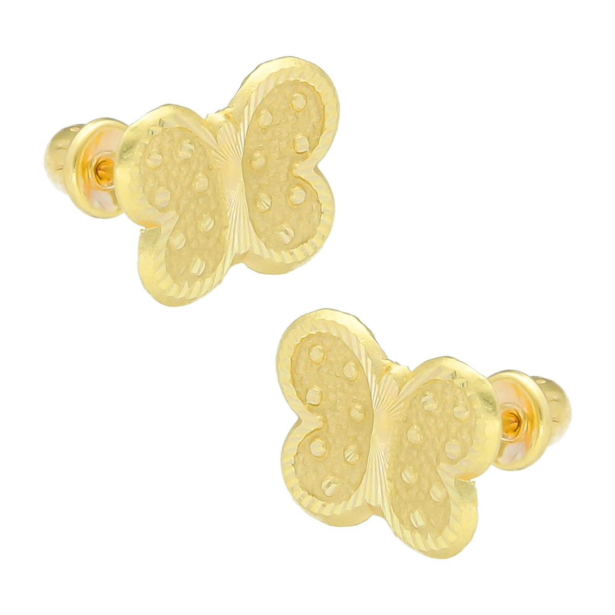 LPAUBR043 Aretes Broquel Oro 10K Niñas o Mujer Mariposa Satin Diam 480 1858414913