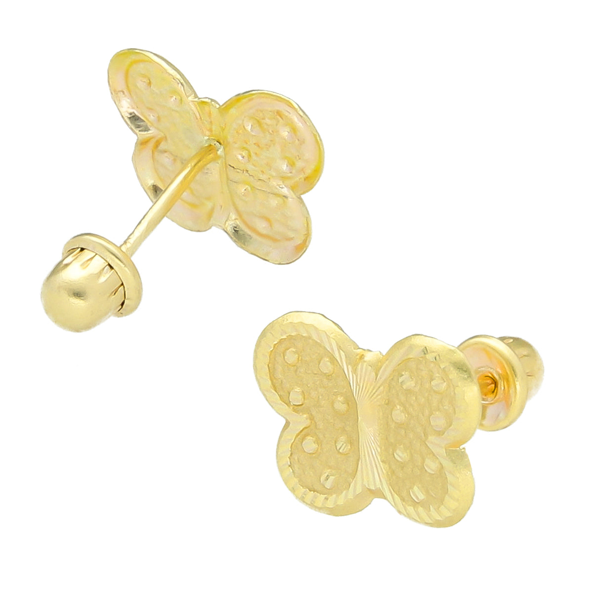 LPAUBR043 Aretes Broquel Oro 10K Niñas o Mujer Mariposa Satin Diam 480 1858414913