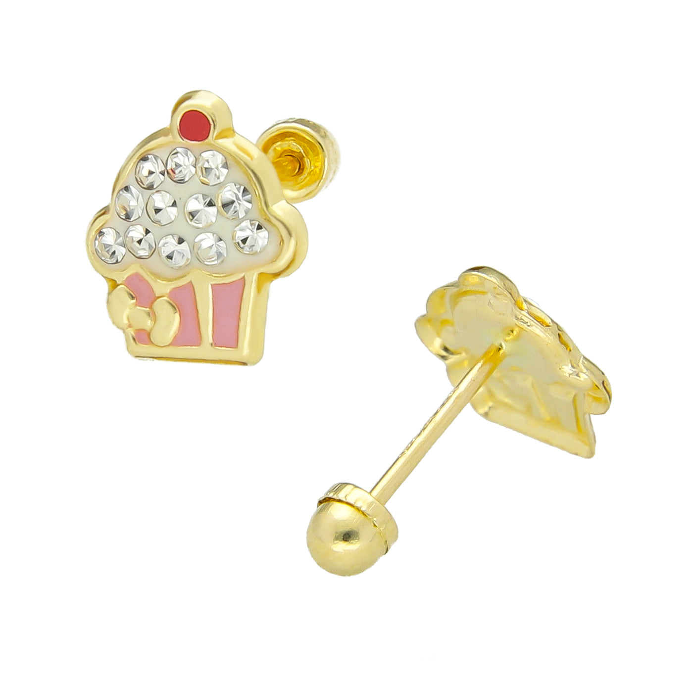 LPAUBR052 Aretes Broquel Oro 10K Niñas o Mujer Cupcake Esm 266 1861678811