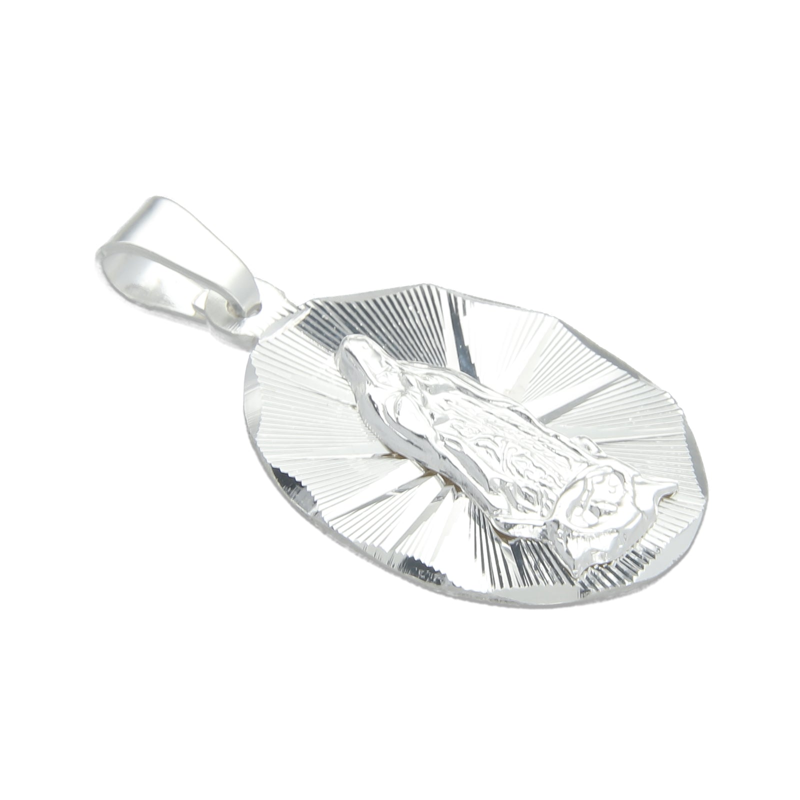 LPDJ049 Medalla Virgen Oval Bisel Diamantada En Plata .925 814869133