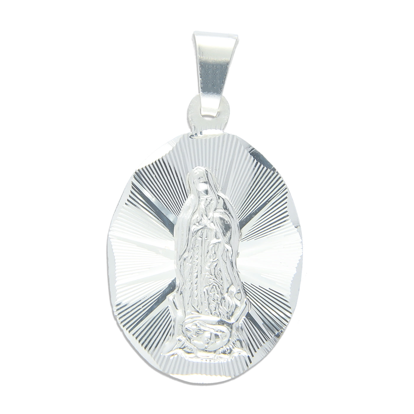 LPDJ049 Medalla Virgen Oval Bisel Diamantada En Plata .925 814869133