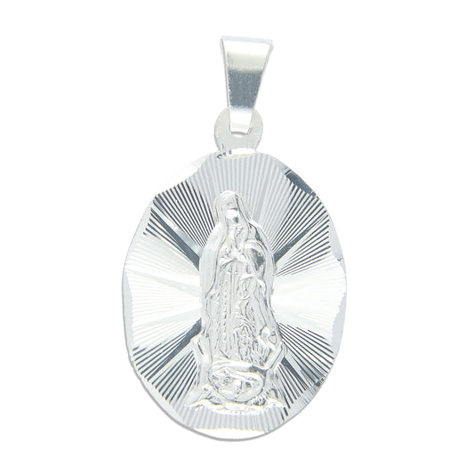 LPDJ049 Medalla Virgen Oval Bisel Diamantada En Plata .925 814869133