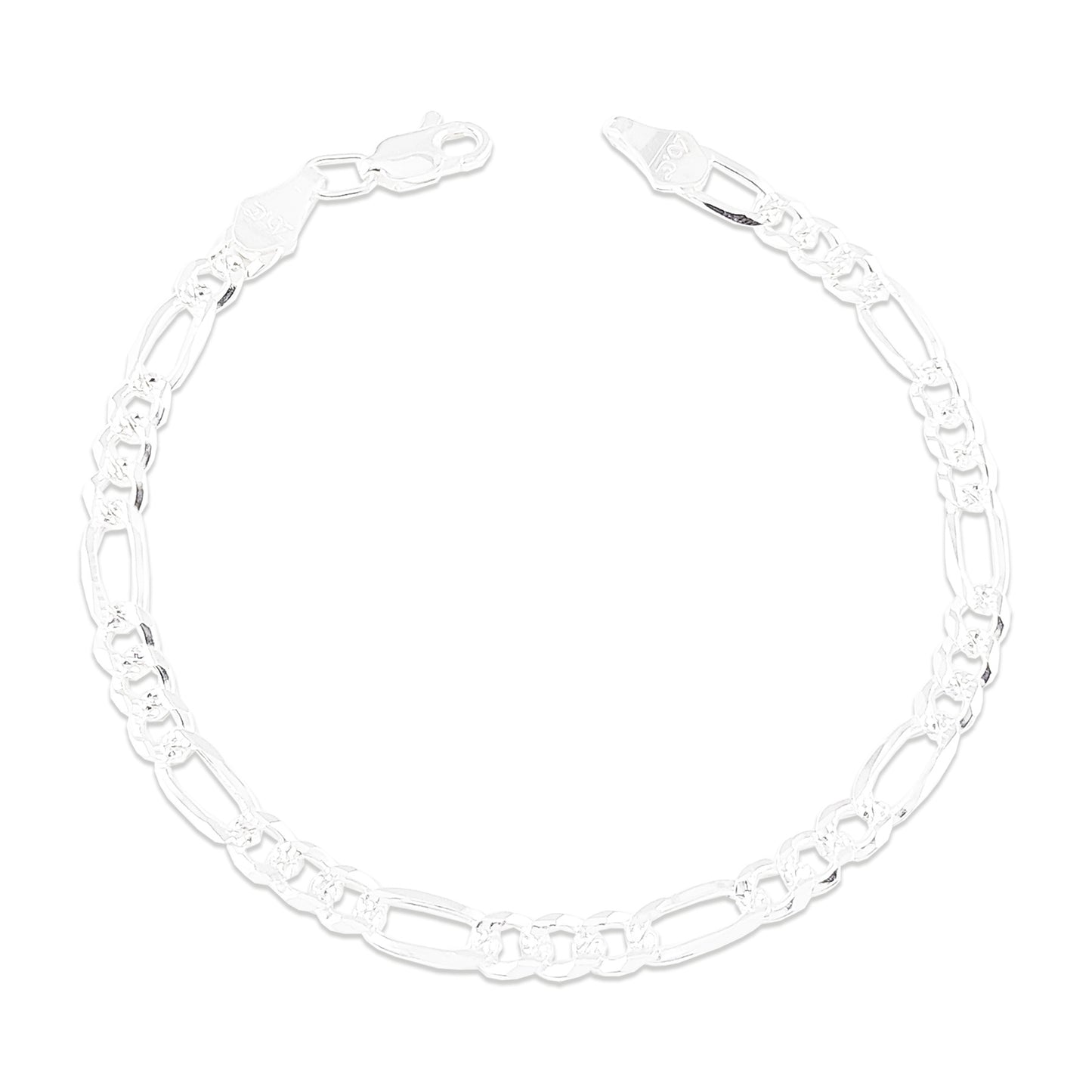 LPPC046 Pulsera Figaro Cub Mod 3x1 4.8 mm x 20 cm en Plata .925 Taxco Gro 1499220805