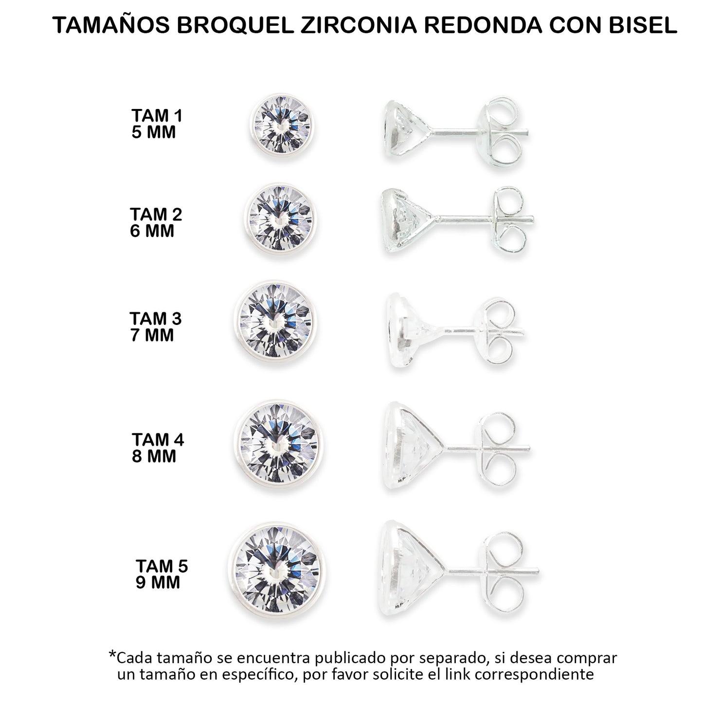 LPAP046 Aretes Broquel Zirconia Red C B 9 mm Tam 5 Plata .925 Taxco 1442695514